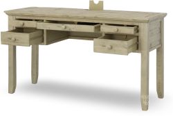 Solid Acacia Wood Rustic Shores Power Desk in Scrimshaw Cream 