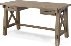 Rough Sawn Mahogany Wood Vivian Writing Desk In Desert Rock Finish