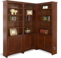 Alder Wood McKenzie 4 Piece Corner Bookcase Wall Unit in Antique Cherry