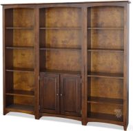 Solid Alder Wood 3 Piece Shaker 80" Bookcase Wall Unit in Vintage Cherry Finish