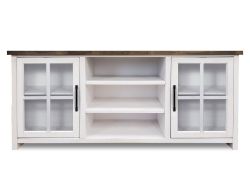 Knotty Alder Wood Hampton 67" Wide Console in Barnwood & White Finish
