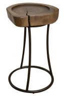 Solid Parota Wood Vivo Martini End Table with Iron Base