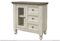 Pine Wood Rustic Server Cabinet in Two-Tone Stone Finish