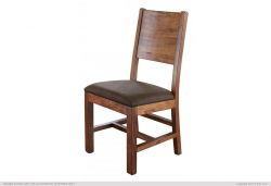 Solid Parota Wood Side Chair with Upholstered Seat