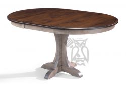 Amish Crafted Solid Maple Wood 60" Long Round Extension Table in Asbury & Driftwood Finish