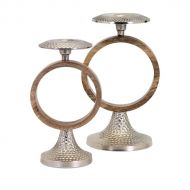 Set of Wood and Metal Gillian Candleholders