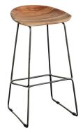 Solid Acacia Wood Neri 30" High Stool With Metal Frame