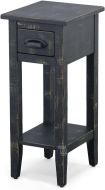 Solid Mahogany Wood Chairside Accent Table in Black Sand Finish