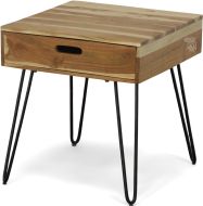 Solid Acacia Wood Rollins End Table in Natural Finish