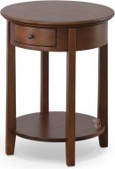 Alder Wood McKenzie Round End Table in Glazed Antique Cherry Finish