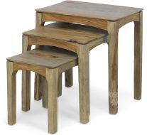 Solid Sheesham Wood Set of Three Nesting Tables