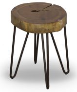 Solid Parota Wood Live Edge Slab End Table with Iron Base