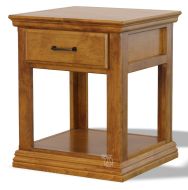 California Made Alder Wood Traditional End Table with Drawer in Hazelnut Finish