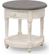 Solid Rustic Pine Wood Hinsdale Round Chairside Table in Cottonwood Finish