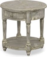 Solid Rustic Pine Wood Hinsdale Round Chairside Table in Greywood Finish