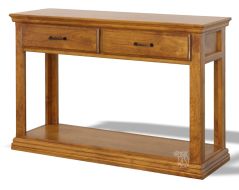 California Made Alder Wood Traditional Sofa Console Table in Hazelnut Finish