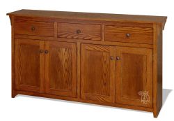 California Made Oak Wood Mission Storage Console Cabinet in Cherry Finish