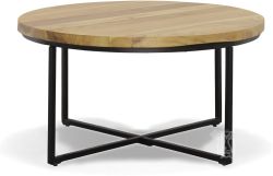 Solid Acacia Wood Ames Round Coffee Table in Natural Finish