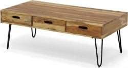 Solid Acacia Wood Rollins Coffee Table in Natural Finish
