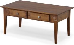 Solid Alder Wood Shaker 40" Coffee Table with Drawers In Antique Cherry Finish