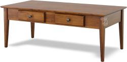 Solid Alder Wood Shaker Coffee Table with Drawers in Antique Cherry Finish