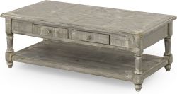 Solid Rustic Pine Wood Hinsdale Cocktail Table in Greywood Finish