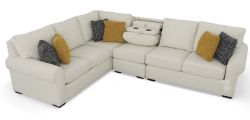 American Made Ailor Sectional in Harlan Flex Fabric with Drop Down Tray