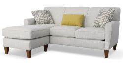 American Made Collegdale Sofa with Chaise with Upgrade Cushion Coils in Powers Flax Fabric