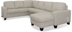 Creighton Three Piece Sectional in Dreamy Granite Fabric