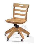 Solid Wood Framed Adjustable Height Swivel Desk Chair in Natural Finish
