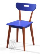 Solid Wood Framed Desk Chair in Chestnut and Blue Finish