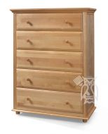 Solid Wood Framed Five Drawer Chest of Drawers in Natural Finish