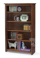 California Made Rustic Knotty Alder Wood 36"w x 60"h Bookcase in Coffee Finish
