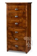 California Made Rustic Knotty Alder Wood 6 Drawer Lingerie Chest in Rustic Coffee Finish