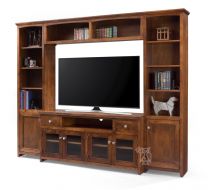 California Made Alder Wood Shaker 103" Entertainment Wall System in Mocha Finish