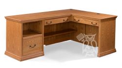 California Made Oak Wood Traditional Corner Desk & Return in Medium Finish