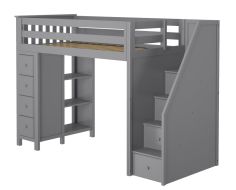Solid Wood Framed Oxford Twin Loft with Staircase in Grey