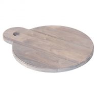 Solid Rustic Walnut Wood Round Cheese Charcuterie Serving Board in Whitewash Finish