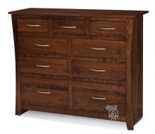 Amish Crafted Solid Premium Cherry Wood Garrett 9 Drawer Mule Chest Dresser in Mocha Nut Finish