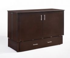 Parawood Sage Queen Size Cabinet Style Murphy Bed & Mattress in Chocolate Finish