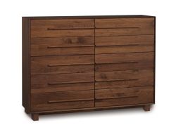 Solid Walnut Wood Sloane Ten Drawer Dresser in Natural Finish