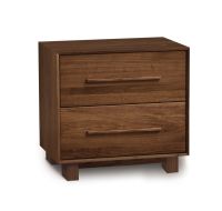 Solid Walnut Wood Sloane Two Drawer Nightstand in Natural Finish