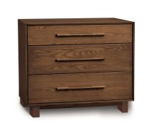 Solid Walnut Wood Sloane Three Drawer Nightstand in Natural Finish