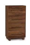 Solid Walnut Wood Sloane Five Drawer Narrow Chest in Natural Finish