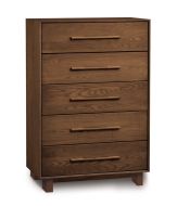 Solid Walnut Wood Sloane Five Drawer Wide Chest in Natural Finish