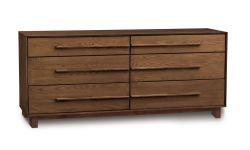 Solid Walnut Wood Sloane Six Drawer Dresser in Natural Finish