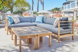 Solid Teak Wood Outdoor Deep Seating Soho Sofa Sectional with Sunbrella