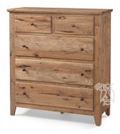 California Made Solid Hickory Wood Oregon Deep Drawer Chest in Heavy Distressed Reclaimed Finish