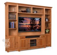 California Made Solid Cherry Wood High Performance Television Classic Style Shaker Wall Unit