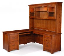 California Made Solid Cherry Wood Desk, Return and & Hutch Three Piece Set